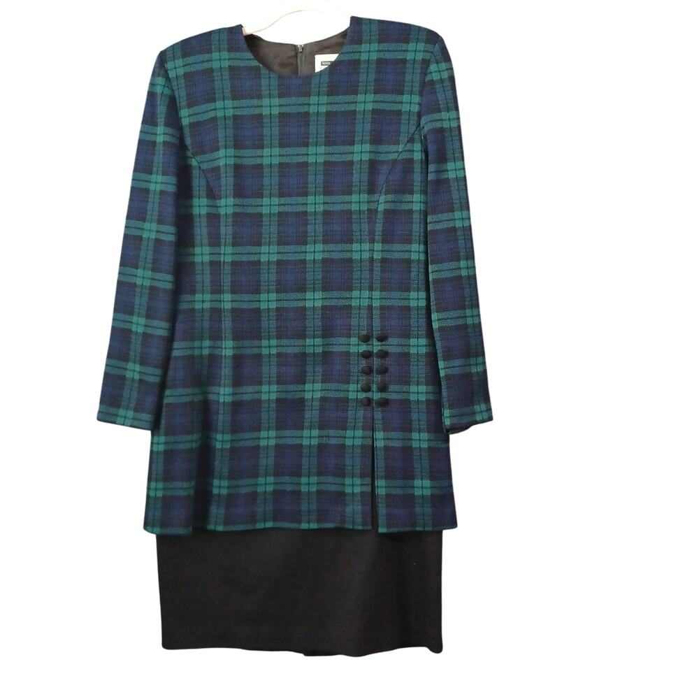 Lois Snyder Dani Maxi Vintage Classic Dress Union Made Green Tartan Plaid Shift